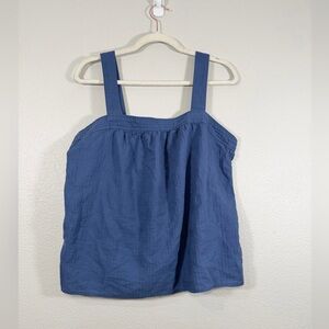 GAP Shirt Textured Sleeveless Top Apron Button On Straps Tank Top Blue Women M